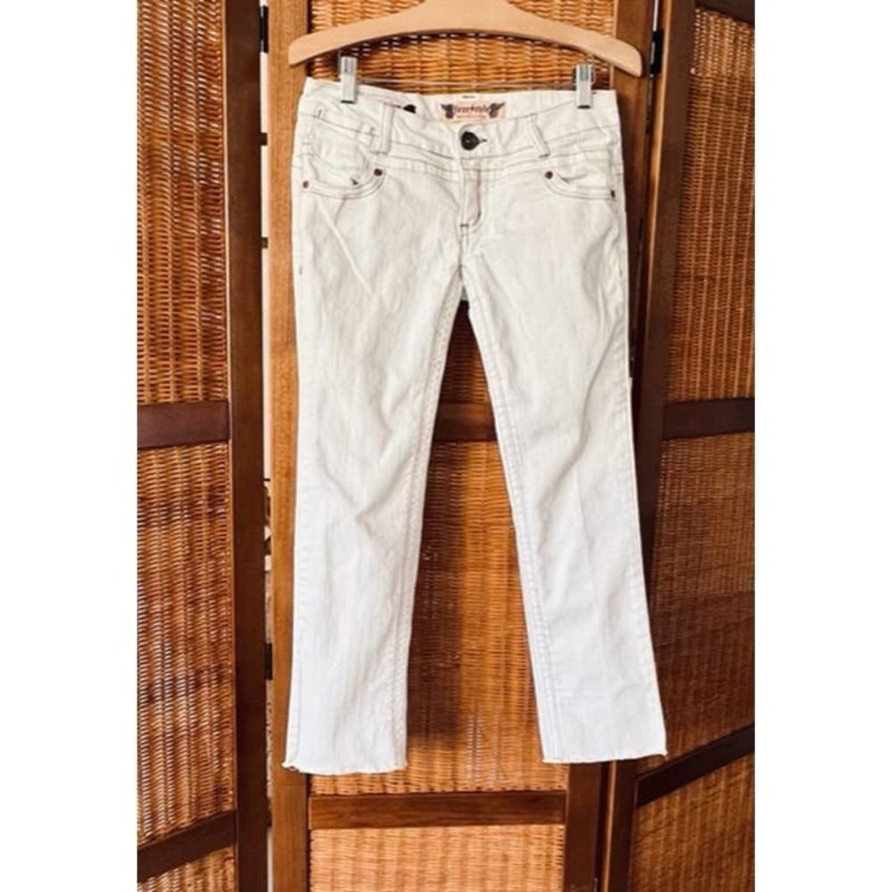 FREESTYLE REVOLUTION WHITE CROP ANKLE CUFFED DENIM JEANS SIZE 7